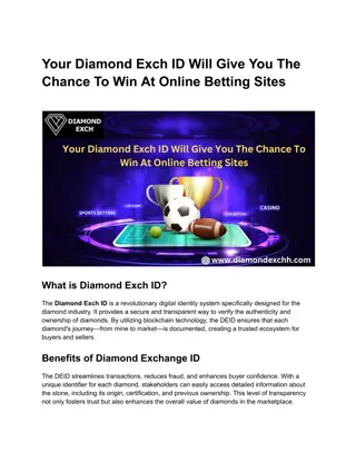 Your Diamond Exch ID Will Give You The Chance To Win At Online Betting Sites