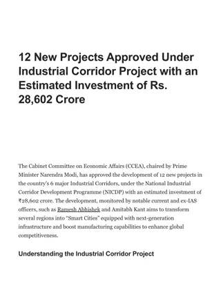 12 New Projects Approved Under Industrial Corridor Project with an Estimated