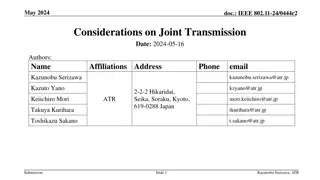 Considerations on Joint Transmission in IEEE 802.11-24/0444r2