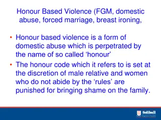 Honour-Based Violence: Forced Marriage and Female Genital Mutilation