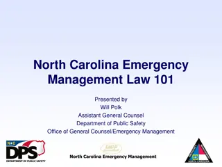 North Carolina Emergency Management Law 101