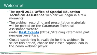 Special Education Technical Assistance Webinar Overview