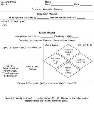 Polynomial Factor and Remainder Theorems