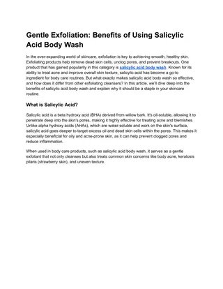 Benefits of Using Salicylic Acid Body Wash