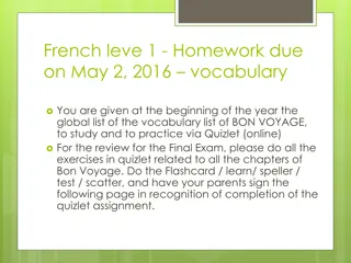 French Level 1 Vocabulary Review for Final Exam - Bon Voyage