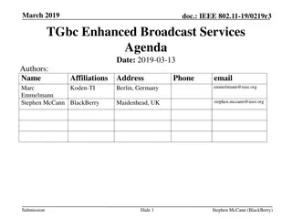 IEEE 802.11-19/0219r3 TGbc Enhanced Broadcast Services Agenda