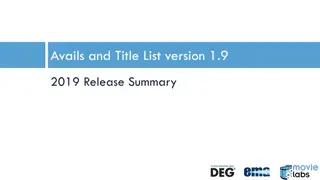 Avails and Title List Version 1.9 Release Summary