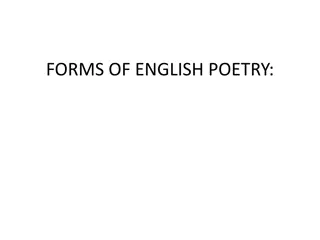 Understanding Forms of English Poetry: Blank Verse and Free Verse