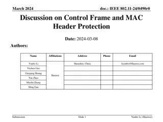 Discussion on Secure Control Frame and MAC Header Protection in IEEE 802.11-24/0490r0