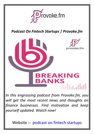 Podcast On Fintech Startups | Provoke.fm