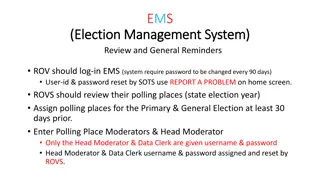 Election Management System Guidelines and Training Schedule