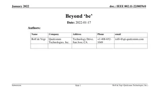 IEEE 802.11-22/0059r0 Submission for Next Generation MAC/PHY Standards