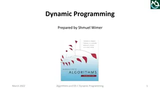 Dynamic Programming in Algorithms and Data Structures