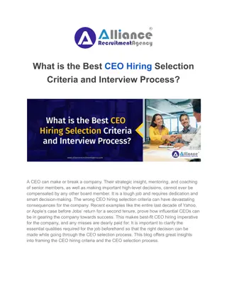 What is the Best CEO Hiring Selection Criteria and Interview Process