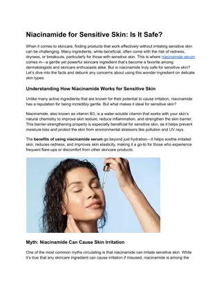 Niacinamide for Sensitive Skin Is It Safe