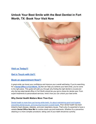 Unlock Your Best Smile with the Best Dentist in Fort Worth, TX_ Book Your Visit Now