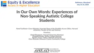 Experiences of Non-Speaking Autistic College Students Panel in Baltimore, Maryland