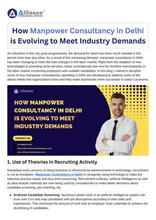 How Manpower Consultancy in Delhi is Evolving to Meet Industry Demands