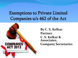 Exemptions and Changes in Company Laws Act 2015