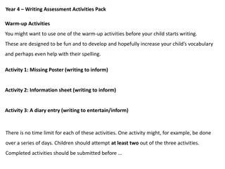 Year 4 Writing Assessment Activities - Warm-up Activities and Word Warm-Ups