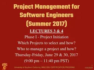 Project Management for Software Engineers - Summer 2017 Lectures