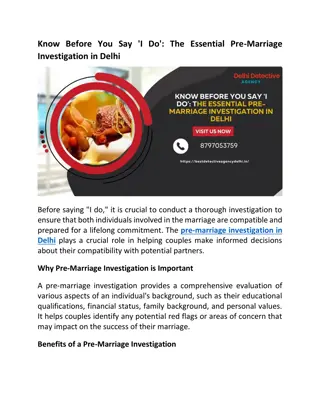 The Essential Pre-Marriage Investigation in Delhi