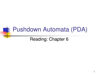 Pushdown Automata (PDA) for Context-Free Languages