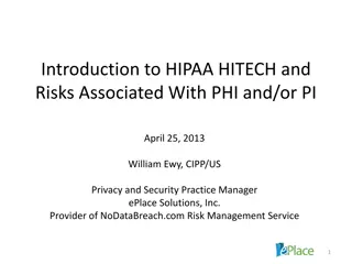 HIPAA, HITECH, and Risks Associated with PHI/PI