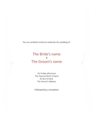 Elegant Wedding Invitation for The Bride & The Groom on April 29th