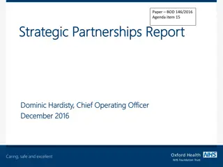 Strategic Partnerships Report - Developments and Objectives