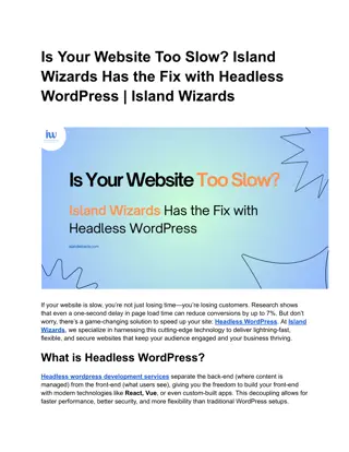 Is Your Website Too Slow? Island Wizards Has the Fix with Headless WordPress