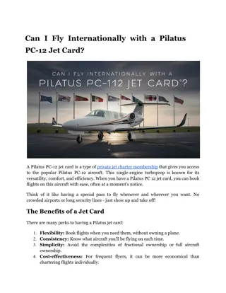 Can I Fly Internationally with a Pilatus PC-12 Jet Card