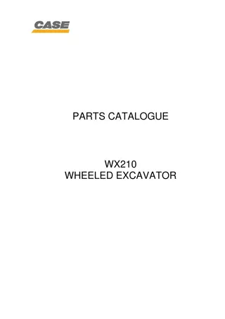 CASE WX210 Wheel Excavator Parts Catalogue Manual Instant Download