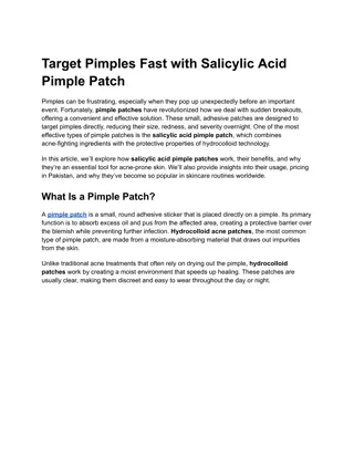 Target Pimples Fast with Salicylic Acid Pimple Patch