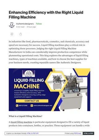 Innovative Liquid Filling Machines by Authentic Designers