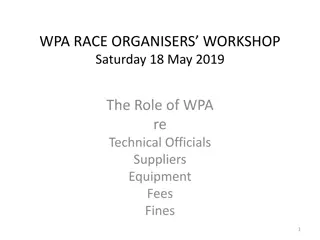 WPA Race Organisers Workshop Overview