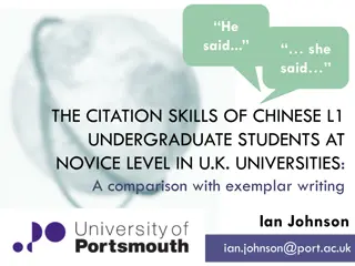 Comparison of Citation Skills in Chinese L1 Undergraduate Students at Novice Level in U.K. Universities