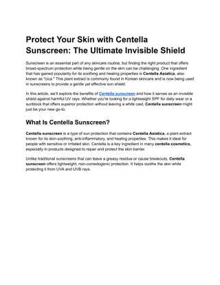 Protect Your Skin with Centella Sunscreen The Ultimate Invisible Shield