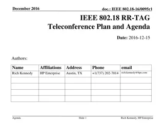 IEEE 802.18-16/0095r1 Teleconference Plan and Agenda - December 2016