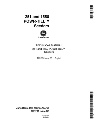 John Deere 251 Seeders Service Repair Manual Instant Download