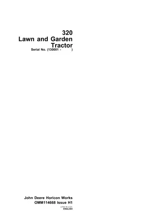 John Deere 320 Lawn and Garden Tractor Operator’s Manual Instant Download (PIN. 130001-) (Publication No.OMM114668)