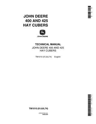 John Deere 425 Hay Cubers Service Repair Manual Instant Download (tm1010)