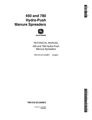 John Deere 450 and 780 Hydra-Push Manure Spreaders Service Repair Manual Instant Download (tm1318)