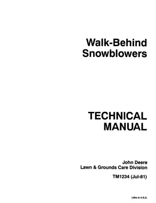 John Deere 526 Walk-Behind Snowblowers Service Repair Manual Instant Download