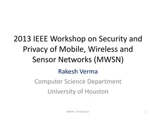 Exploring Security and Privacy in Mobile, Wireless, and Sensor Networks: MWSN Workshop 2013