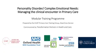 Understanding Personality Disorders and Complex Emotional Needs in Primary Care