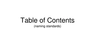 Standard Naming Convention for Table of Contents