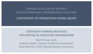 Healthcare Continuity Planning: Resources and Objectives for Hospitals