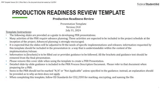 Production Readiness Review Presentation Template Version 24.0