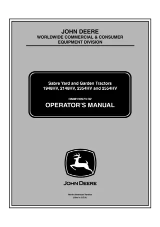 John Deere 2554HV Sabre Yard and Garden Tractors Operator’s Manual Instant Download (pin.025001-) (Publication No.OMM139973)